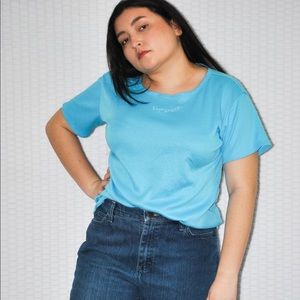 Sky blue embroidered tee shirt